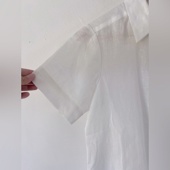 Hale Bob White 100% Linen Button Down Collared Short Sleeve Top Size XS - Picture 2 of 8
